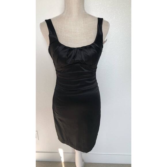 B Darlin Ruched Bodycon Black Mini Dress - Sz 1/2 - Picture 1 of 6